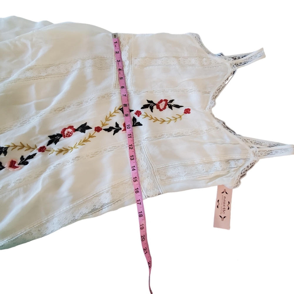 Nanette Lepore Palomino Bella Donna Embroidered Lace Trim Midi Sundress - Picture 8 of 15